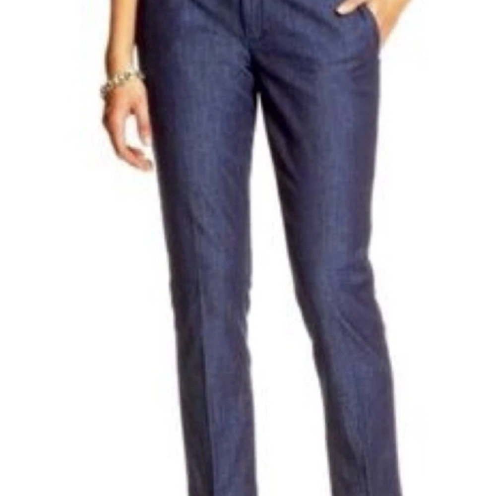 Banana Republic Hampton Fit Chambray Blue Pants Women’s 4/27 Ankle Straight Leg